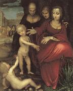YANEZ DE LA ALMEDINA, Fernando St.Anne,the Virgin;St Elizabeth,St,john,and the Christ Child China oil painting reproduction